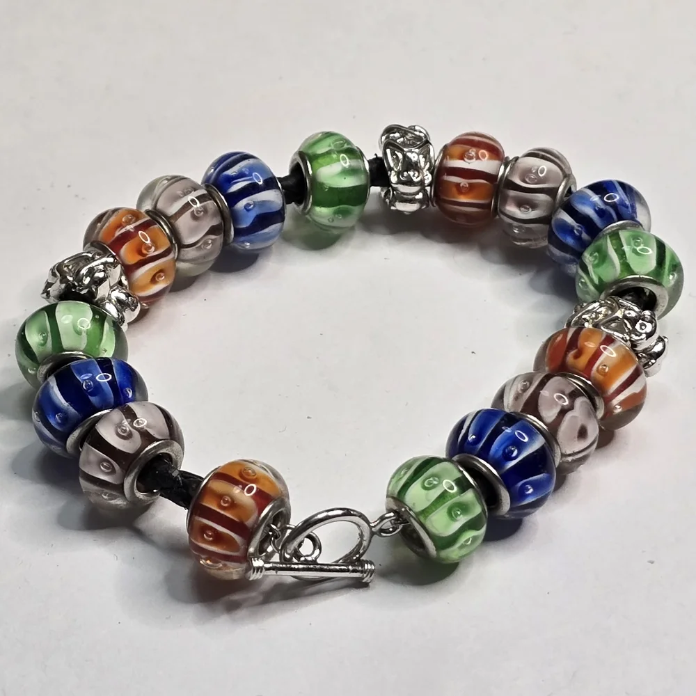 Treska Men's Large‎ Multicolor Beaded Charm Bracelet